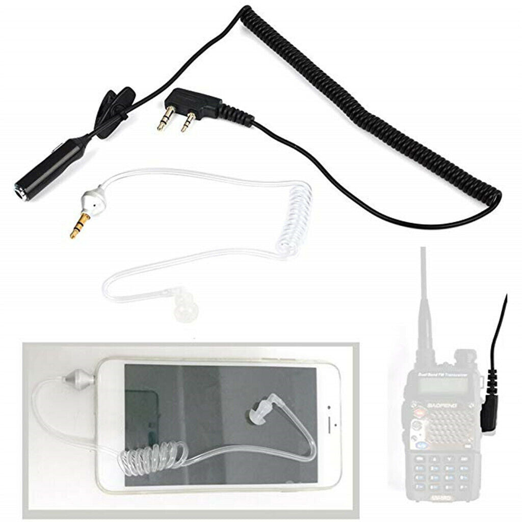 2Pin Earpiece w/ Mic Covert Acoustic Tube w/ PTT for   Walkie talkie