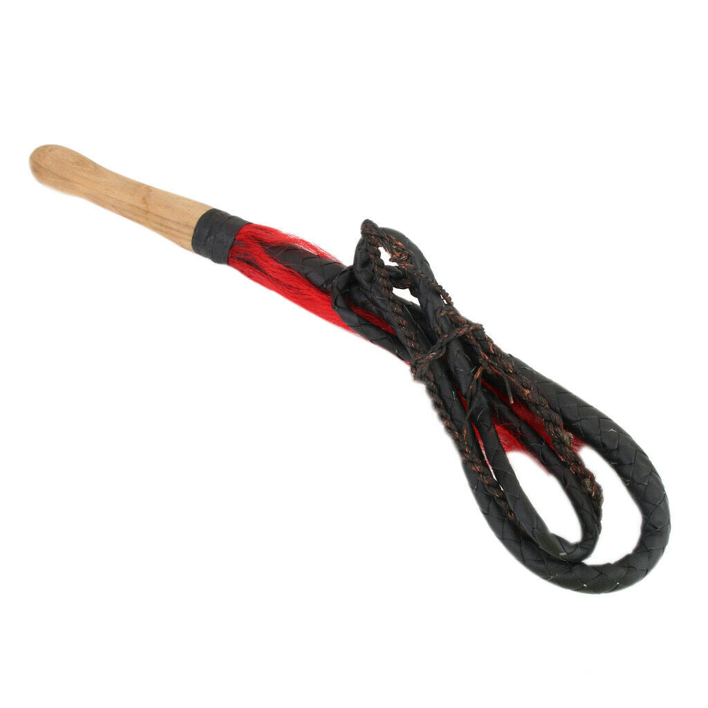 6ft Black Braided Leather Hunting Whip Bullwhip Handle