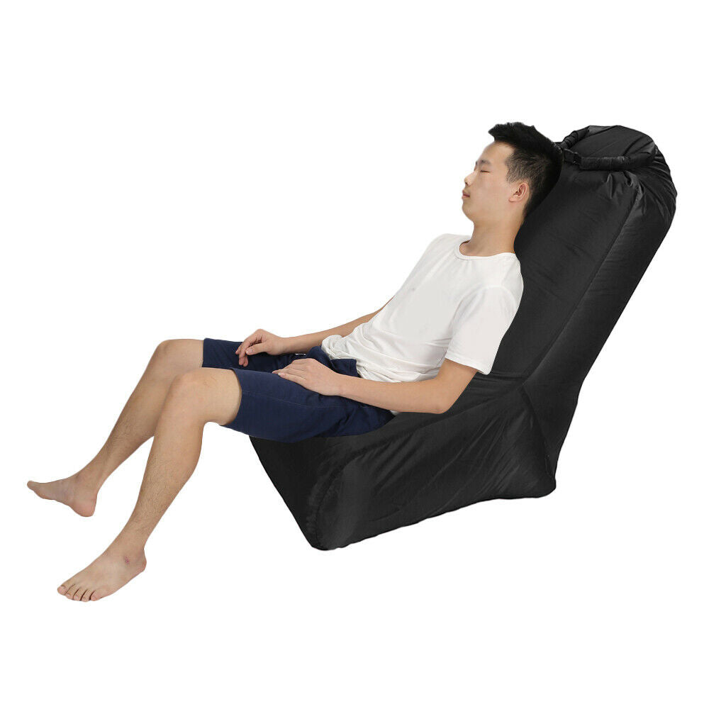 Outdoor Inflating Beach Camping Lounger Pillow Chair Air Bed Lazy Sofa Black