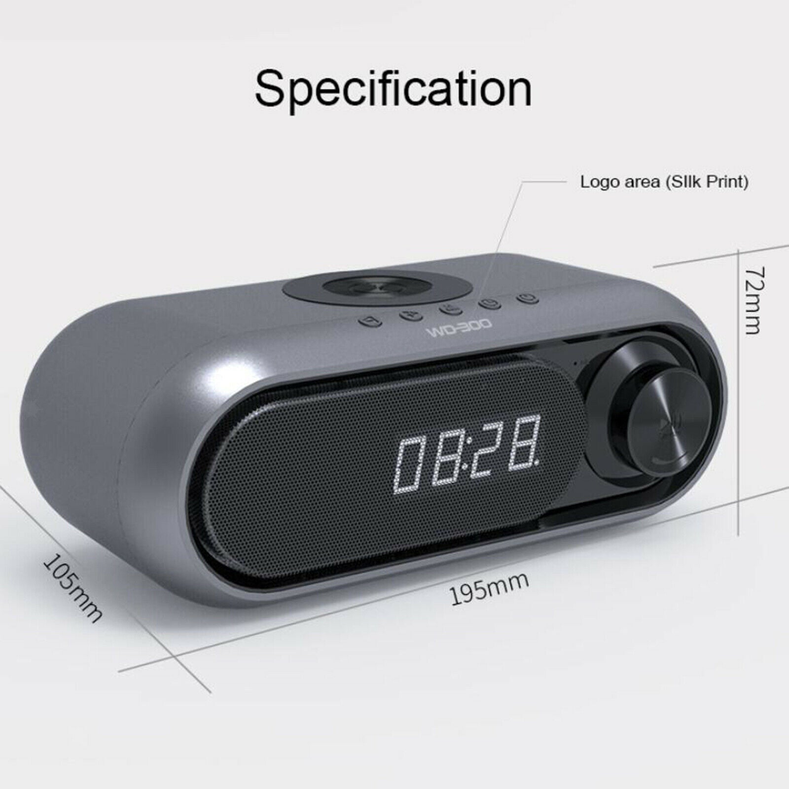 Bluetooth Speaker Wireless Charging for Bedroom Digital FM Radio USB Port