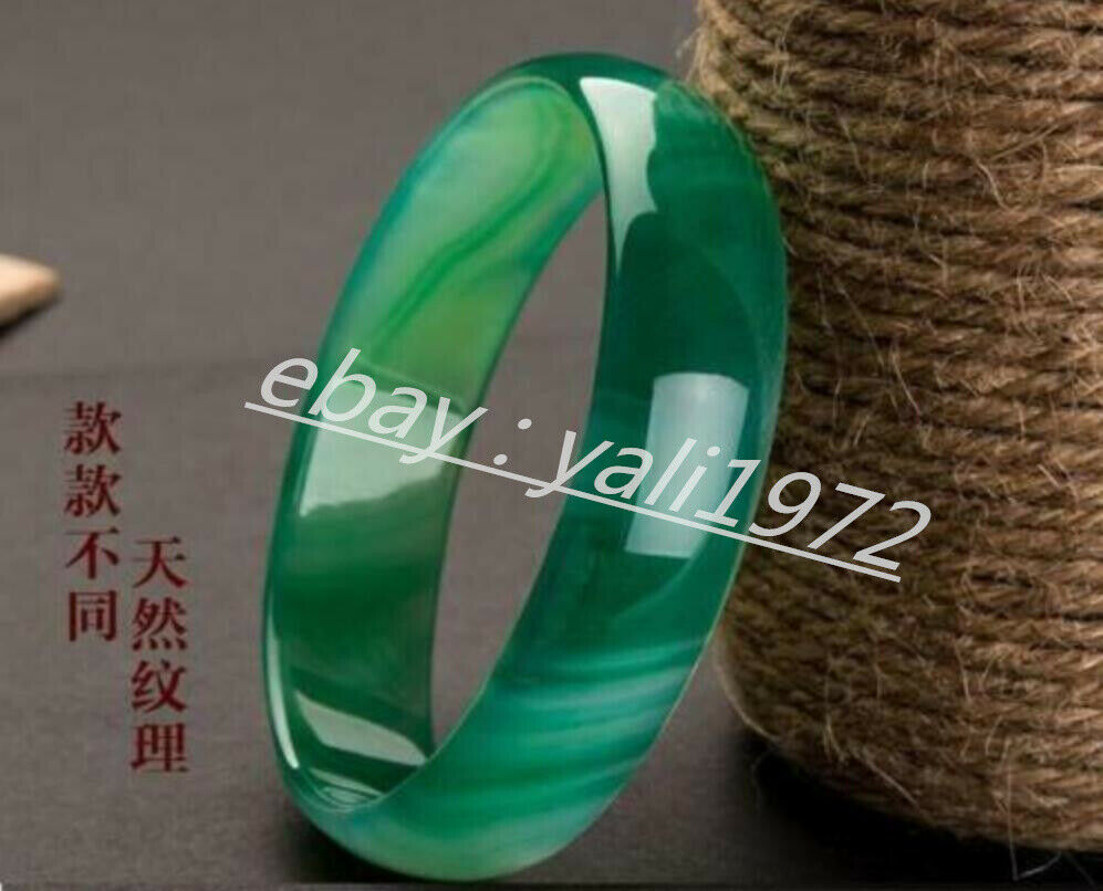 100% Natural Beautiful A Grade Green Agate Chalcedony Bangle Bracelet 58-60mm