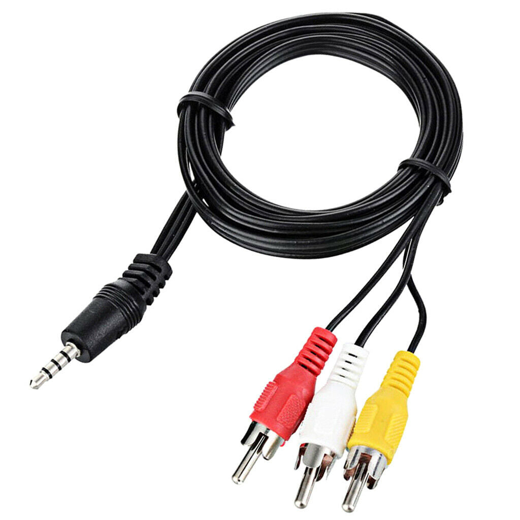 3.5mm 4 Pole Jack Plug to 3 RCA/PHONO Male AV Cable/Lead Car TV Video Camera