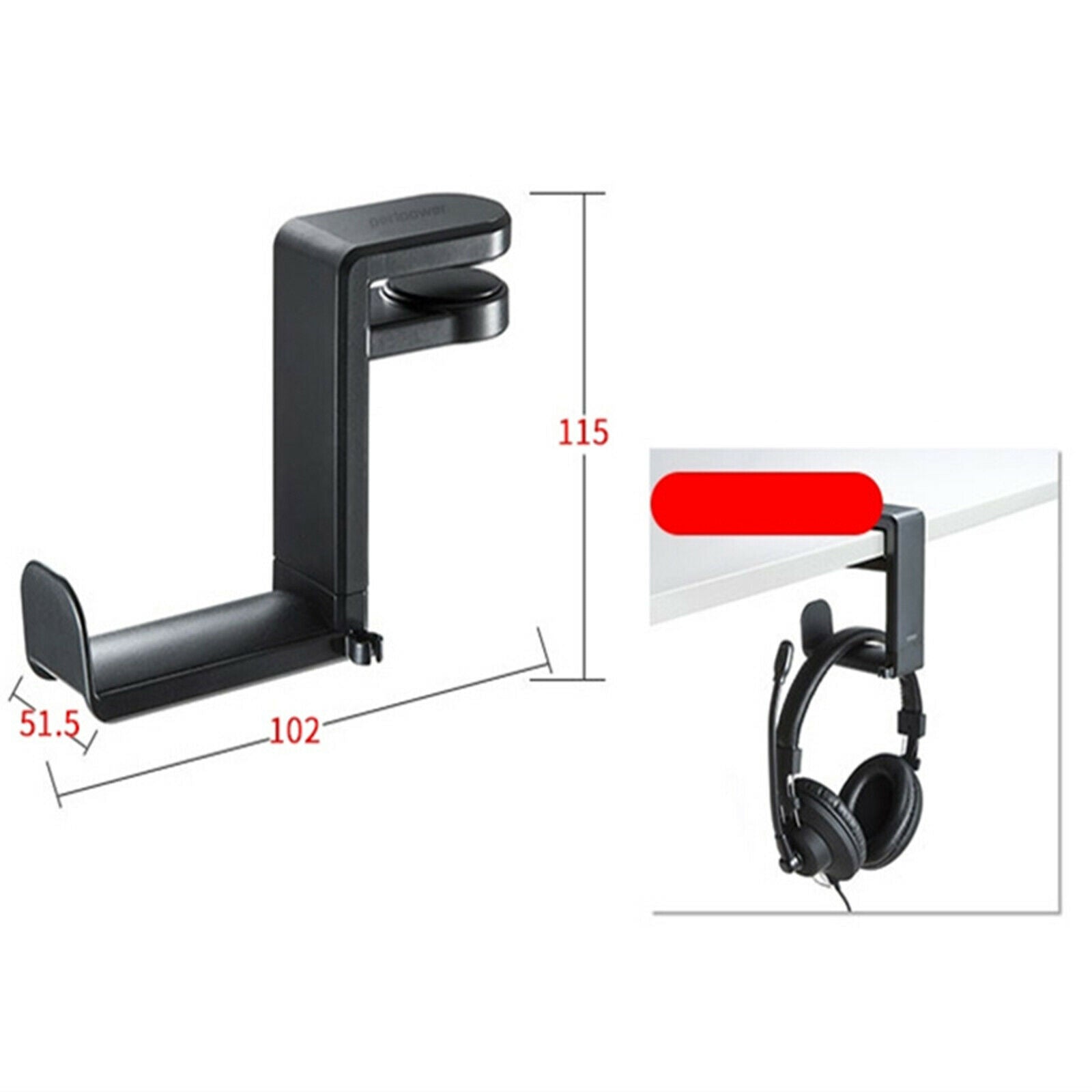 Black Headphones Headset Stand Holder 360 Degree Swing Clamp Headphone
