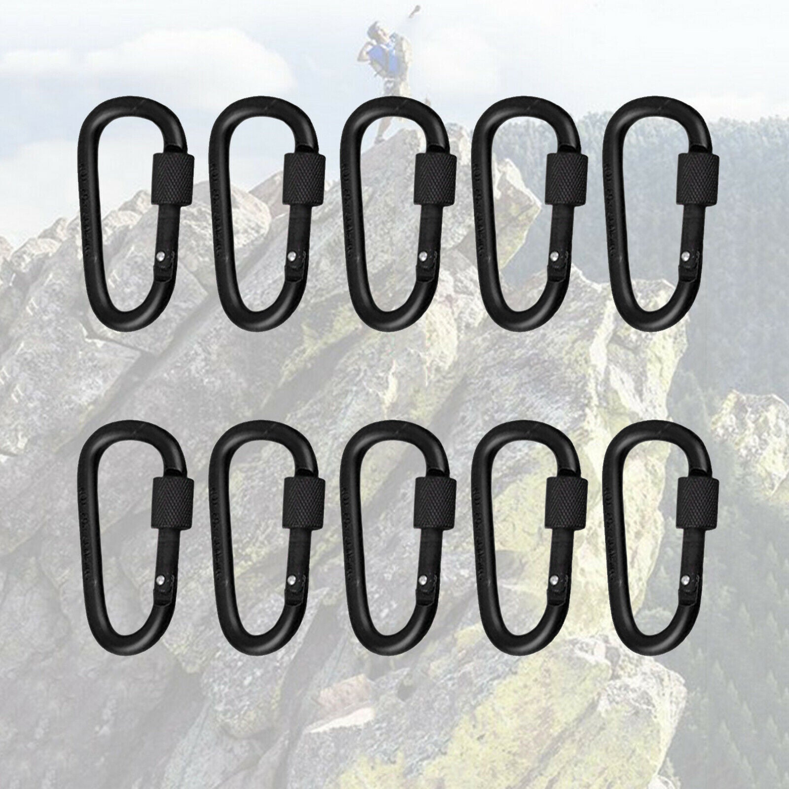10PCS Small Anti-Rust Carabiner Clips Camping Keychain D-Ring Fishing Clasp
