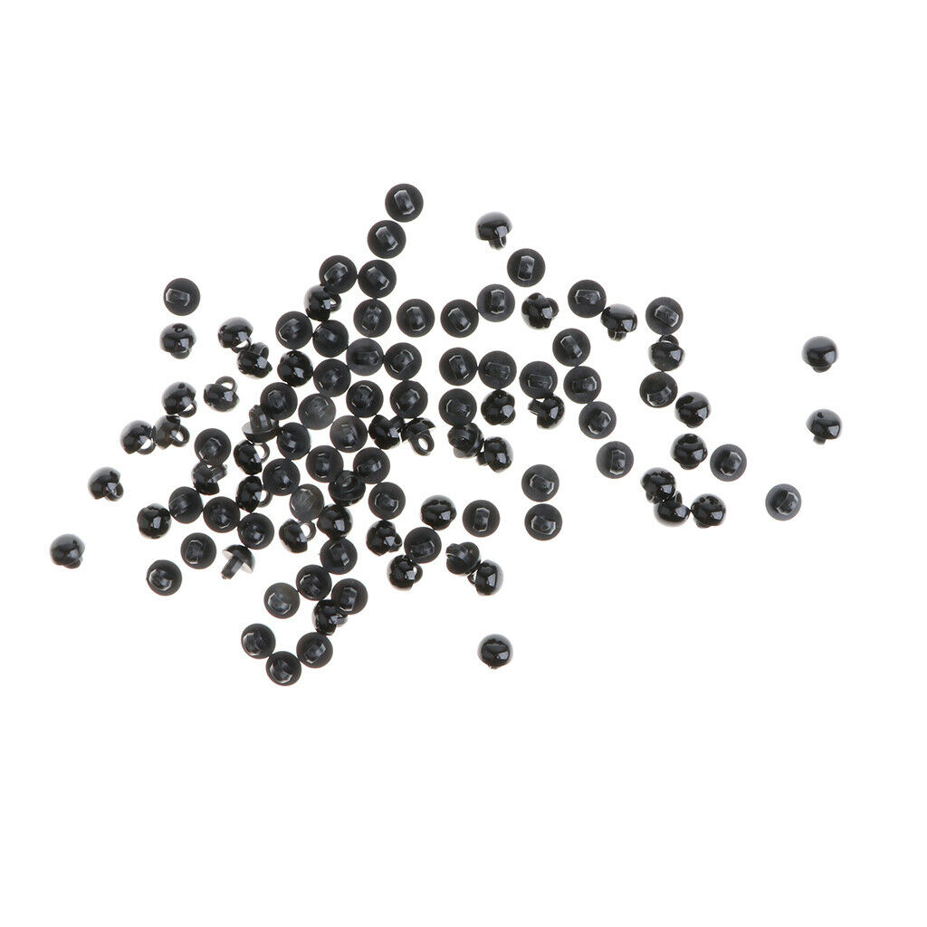 100 Pieces 9mm Plastic Black Mushroom Domed Sewing Buttons DIY Animal Toys Eyes
