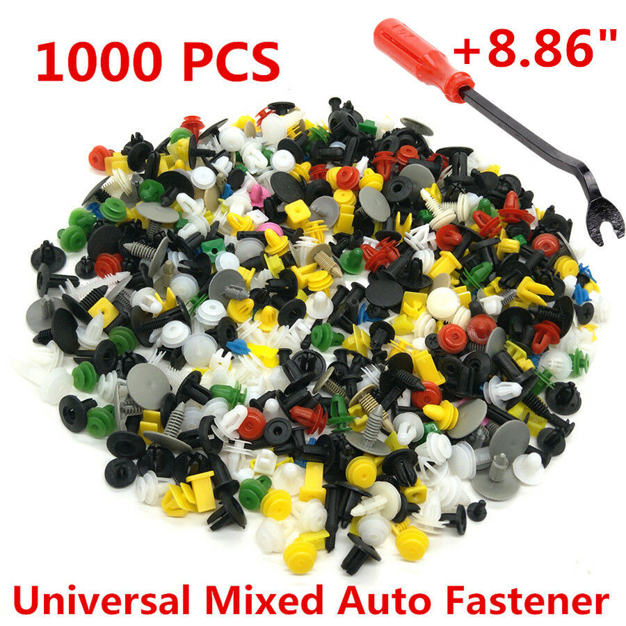 1000 Mixed Car Door Bumper Fender Fastener Retainer Rivet Push Pin Clip+Pry Tool
