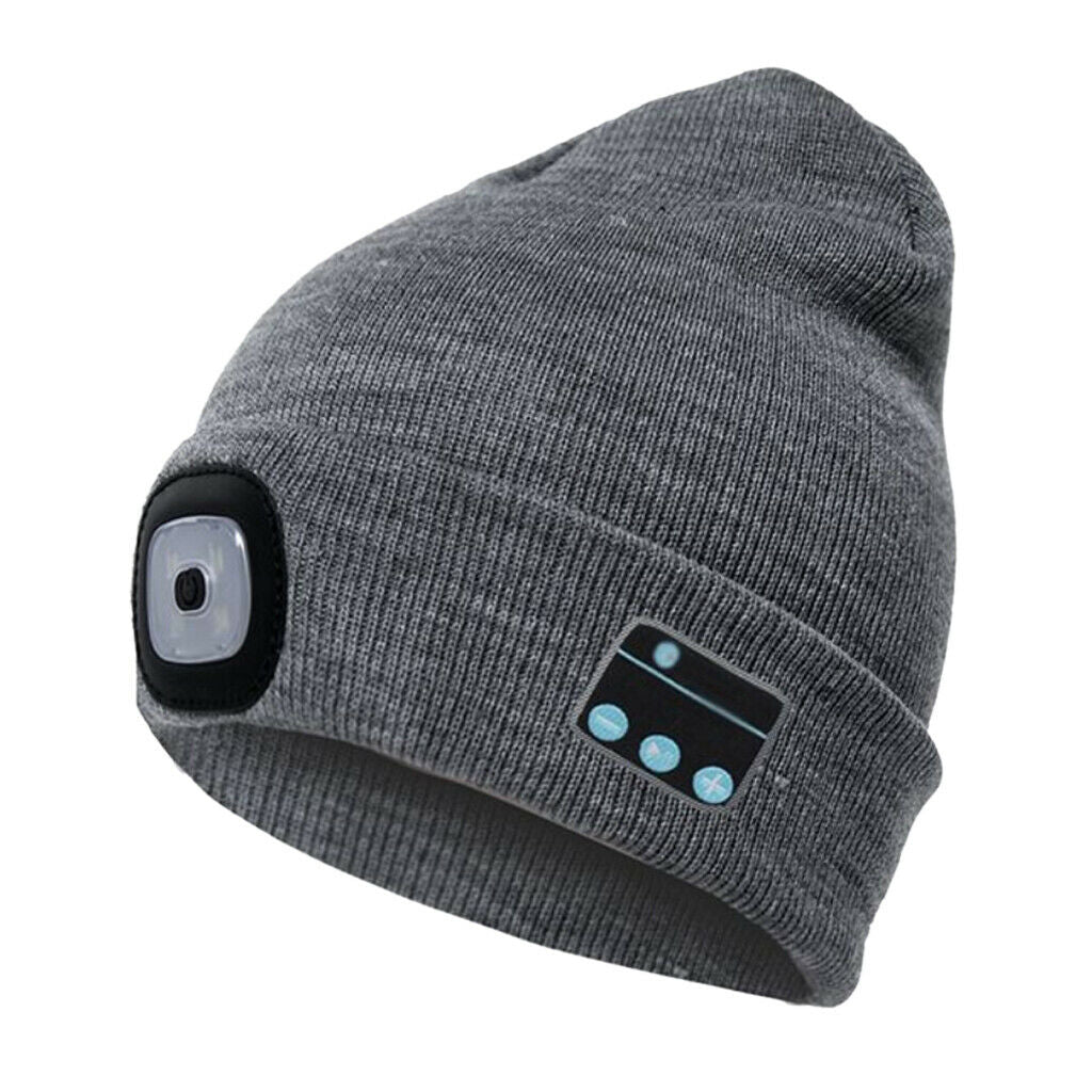 2 Pack Pink+Gray Unisex Stylish Bluetooth Beanie Hat Warm Hands-Free Talking