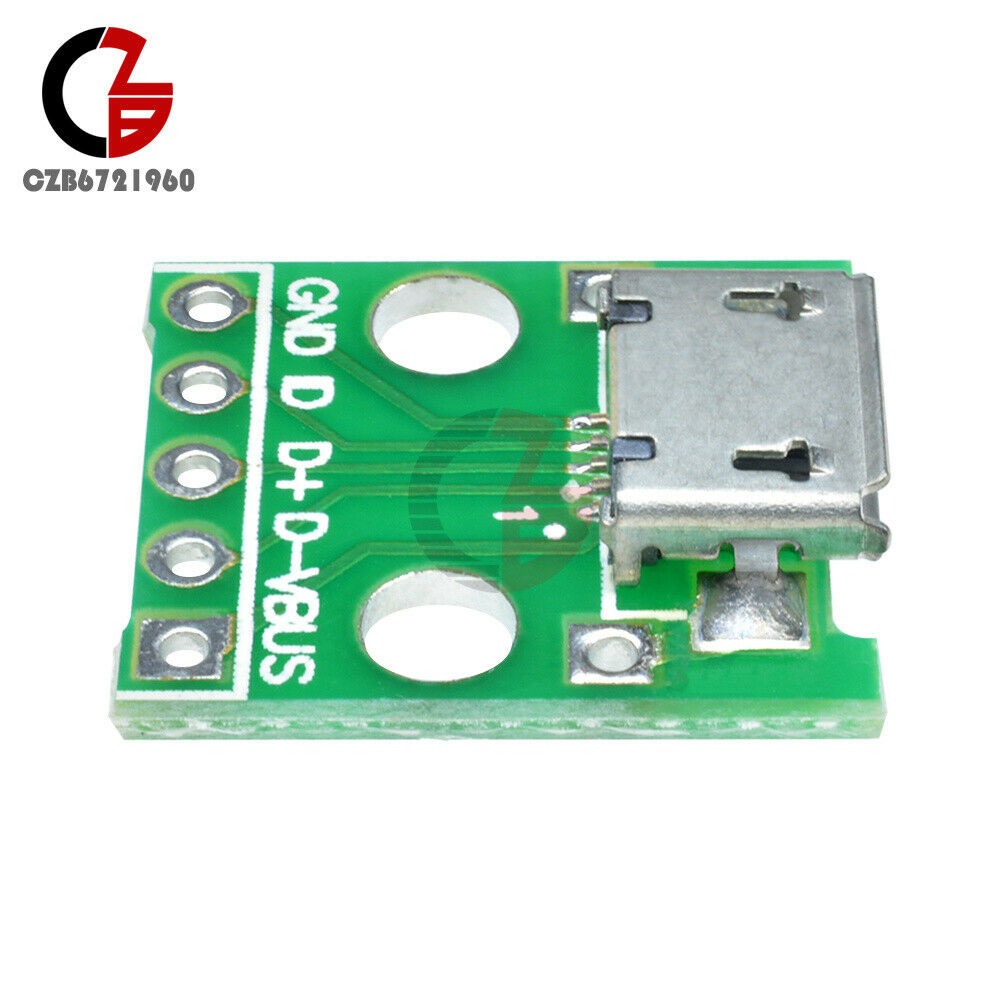 5pcs MICRO Female USB to DIP Adapter Converter for 2.54mm PCB Board DIY Power
