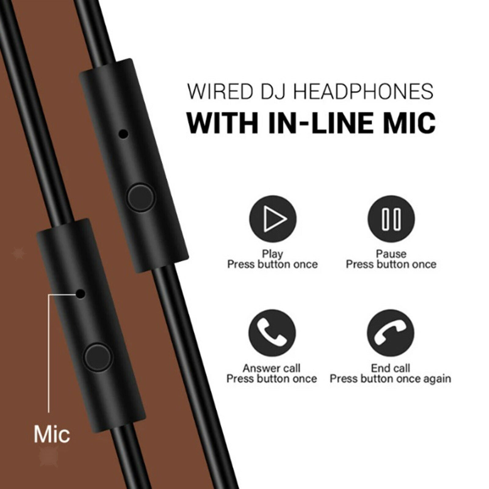 Pro-30 Over Ear Headphones Studio Monitoring Mixing DJ Stereo Headsets Brown