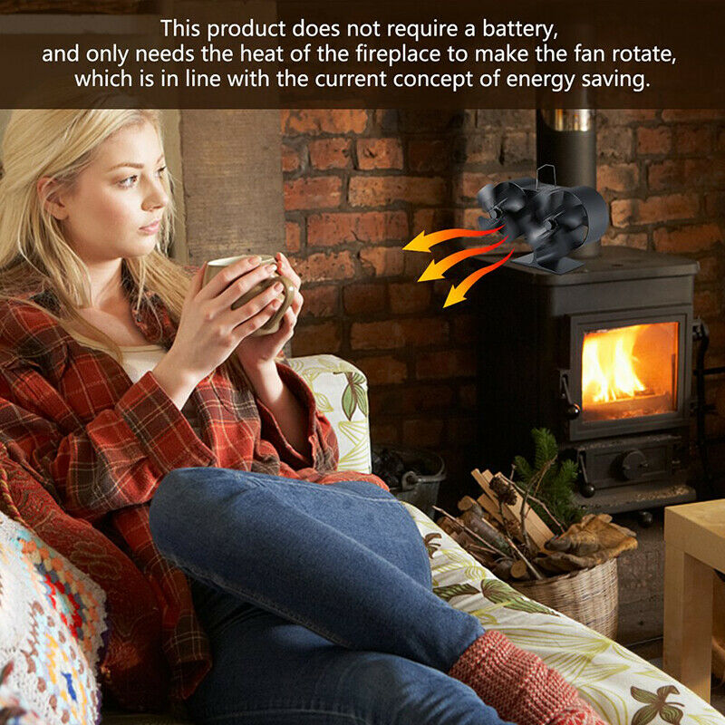 8-Blade Heat Powered Stove Fan for Wood /Log Burner/Fireplace - Eco Friendly Fan