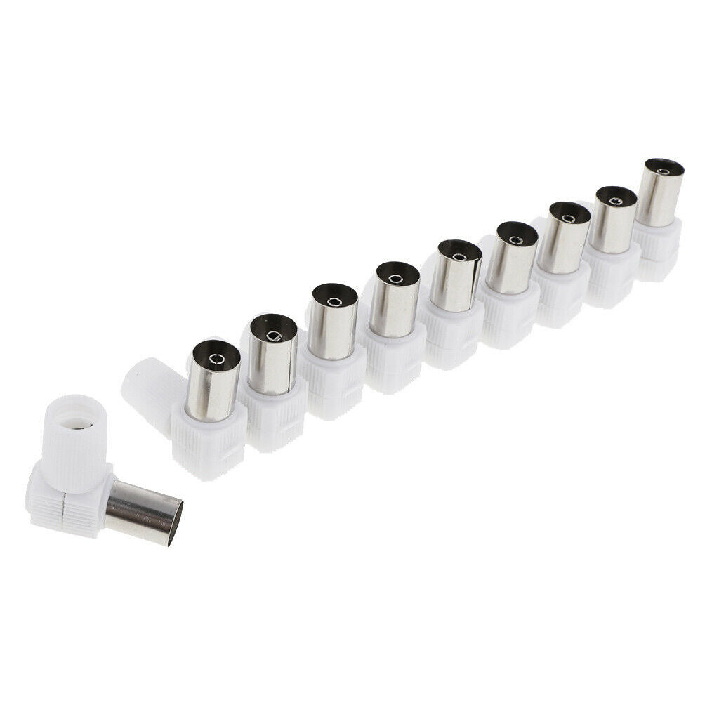 10pcs Right Angle RF Female Connector Plug for Coaxial Cable TV Aerial