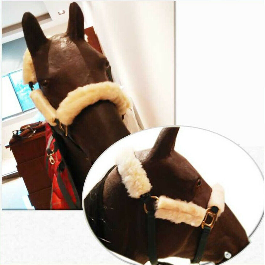 4 Pieces Horse Bridle Fleece Noseband Cover Equestrian Halter Protect Strap
