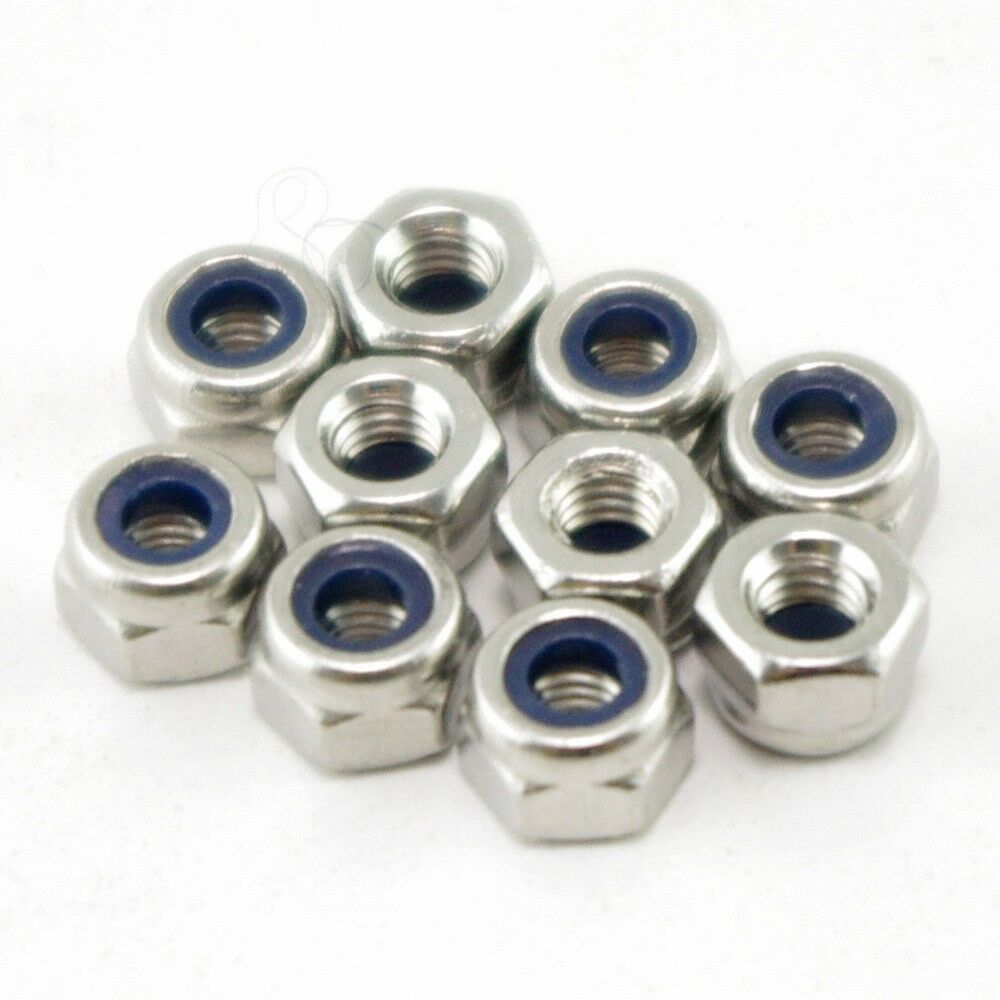 (50) Metric M3 Hex Nickel Plated Steel Nylon Insert Lock Stop Jam Screw Nuts