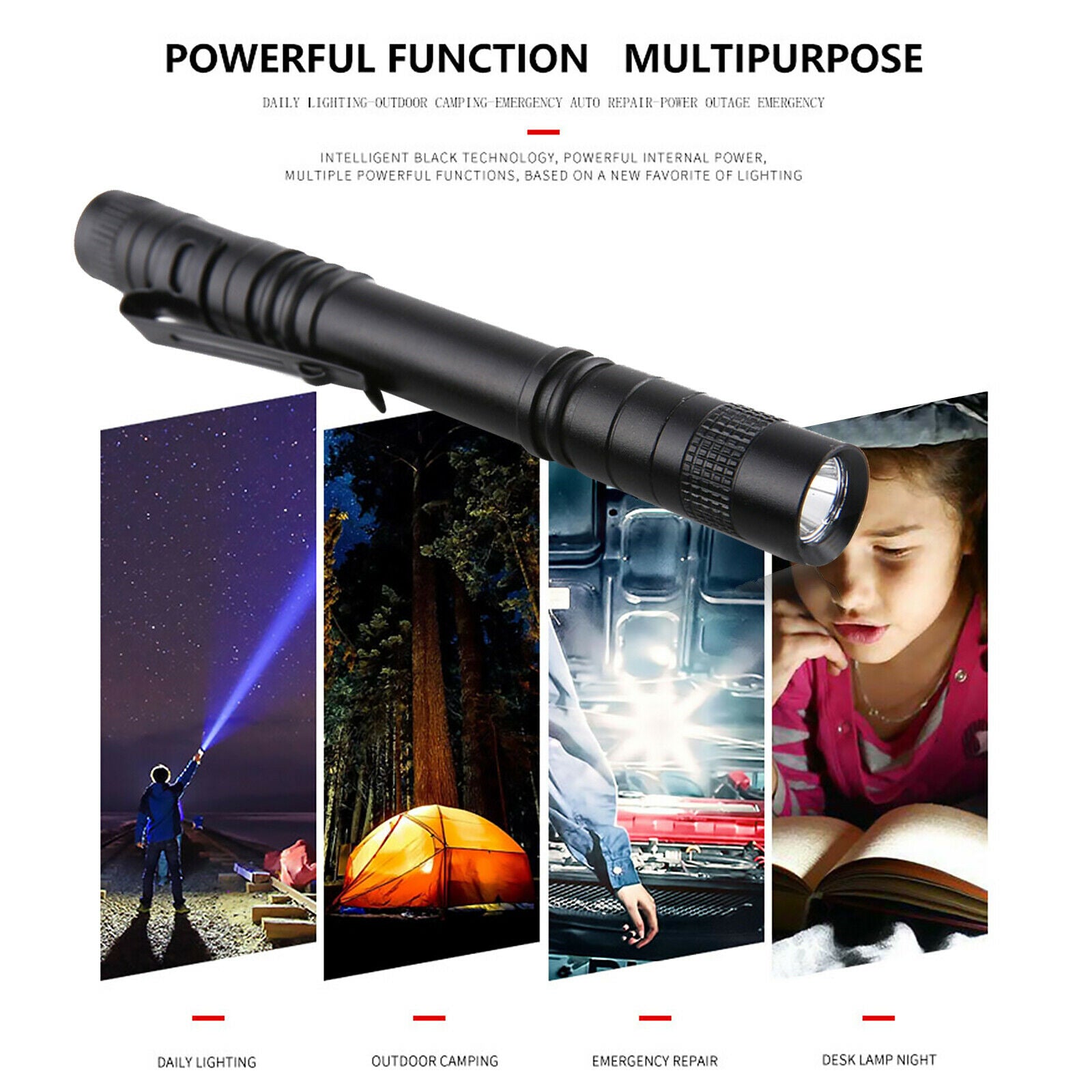 Mini Pen Light XPE R3 Torch 3W Waterproof Clip Pocket Outdoor LED Flashlight