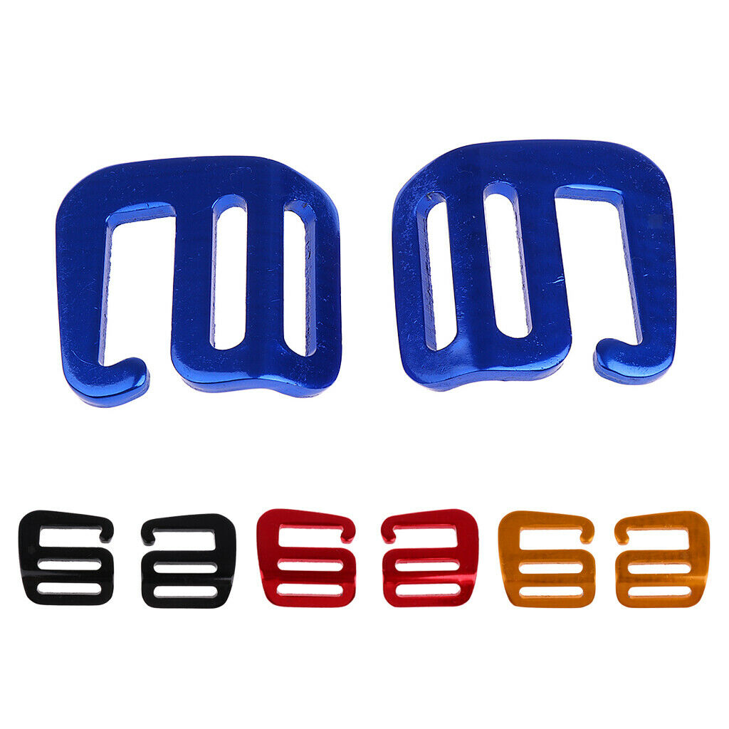 2x Aluminum Alloy Webbing Buckles Outdoor Carabiners Fasten Belt Clips Blue