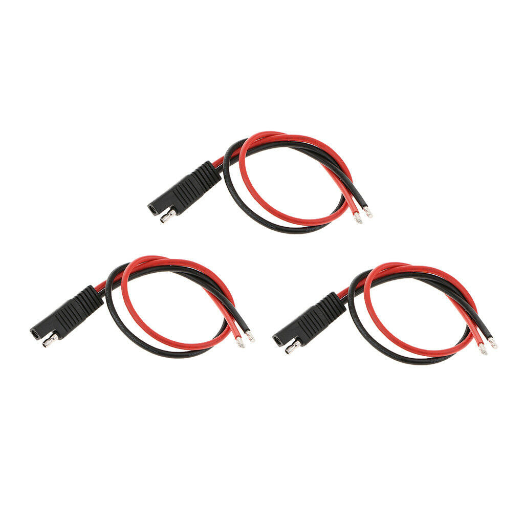 3pcs 12AWG 30A Solar Battery SAE Plug Harness Extension Cable 400mm