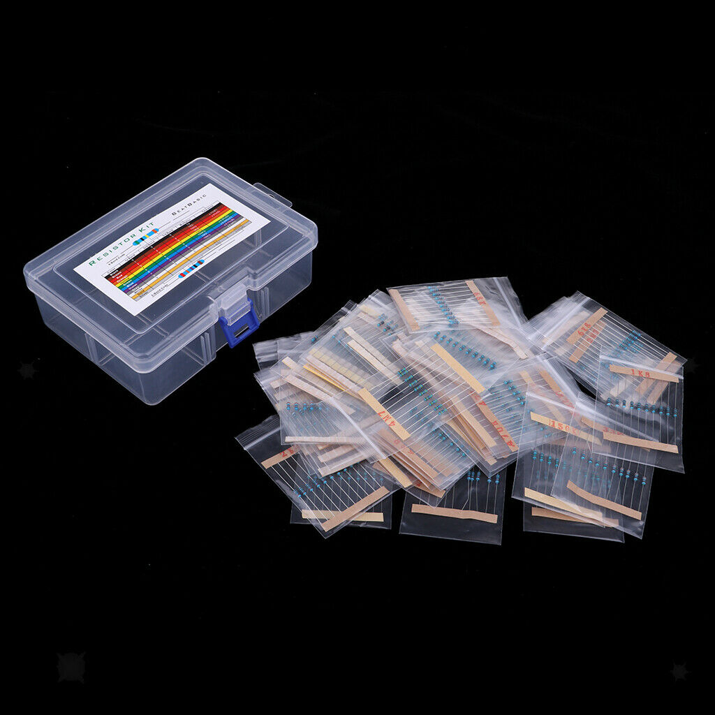 1000pcs 50 Values 1 ohm - 10M ohm 1/4W Resistors Assortment Kit Assorted Set