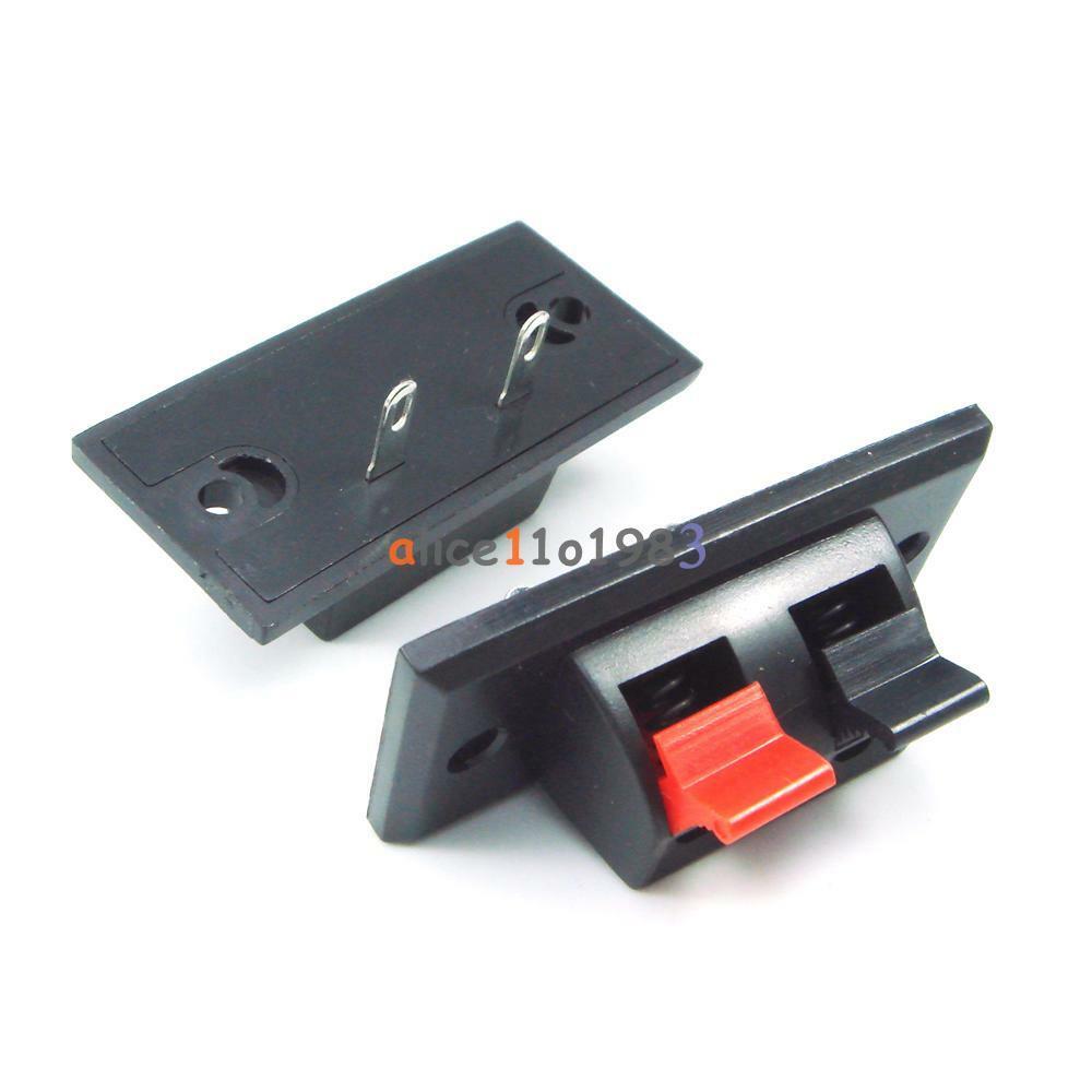 5Pcs 2 Way Stereo Speaker Terminal Strip Push Connector Plate Block Rated Load