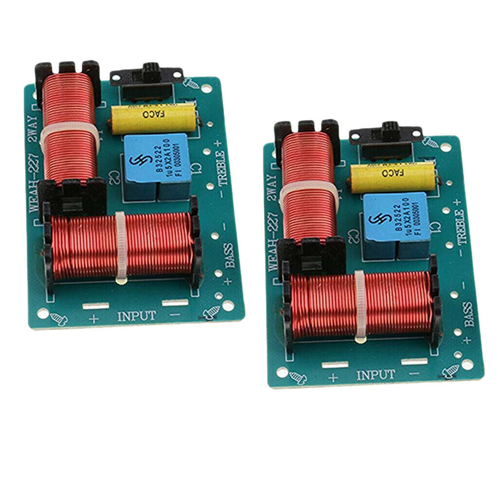 2x Treble Bass 2-Way Frequency Divider Audio Crossover Filters Board 100W