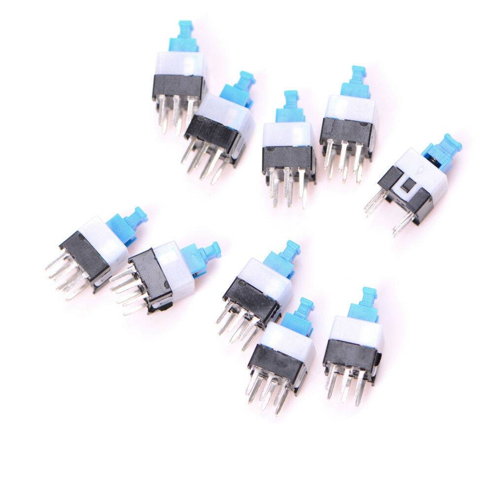 10pcs 7*7mm 6Pin Push Tactile Power Micro Switch Self lock On/Off A Lt