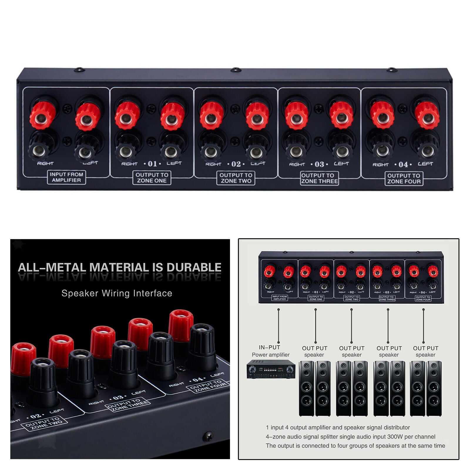 1 In 4 Out Amplifier Sound Source Signal Distribution Panel 300w Sturdy