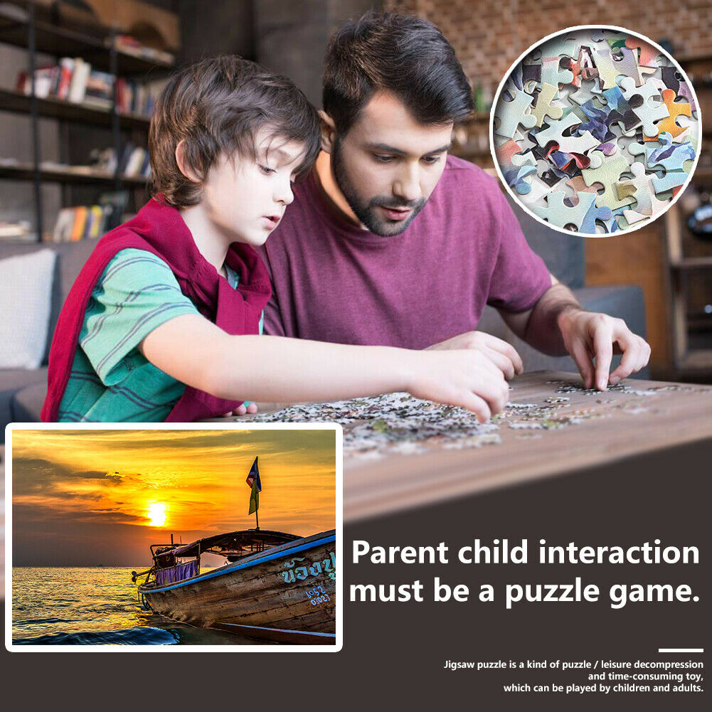 1000 Pieces DIY Paper Jigsaw Puzzle Boat Picture Toys for Reduce Stress @