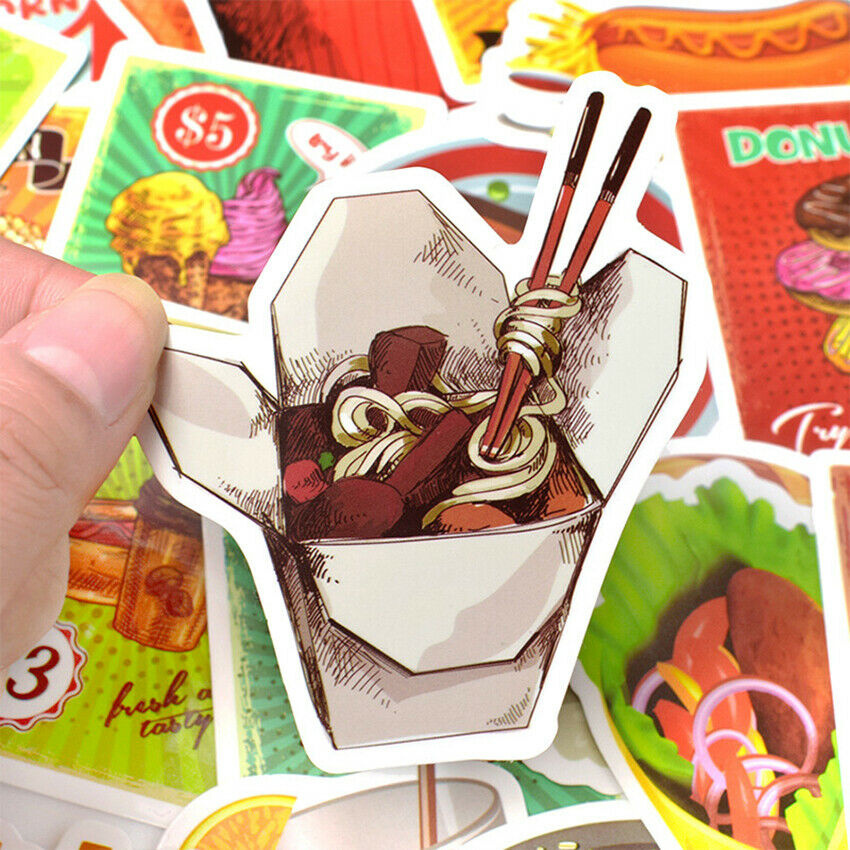 50X Creative colorful food drinks coffee home stickers DIY scrapbook album decor