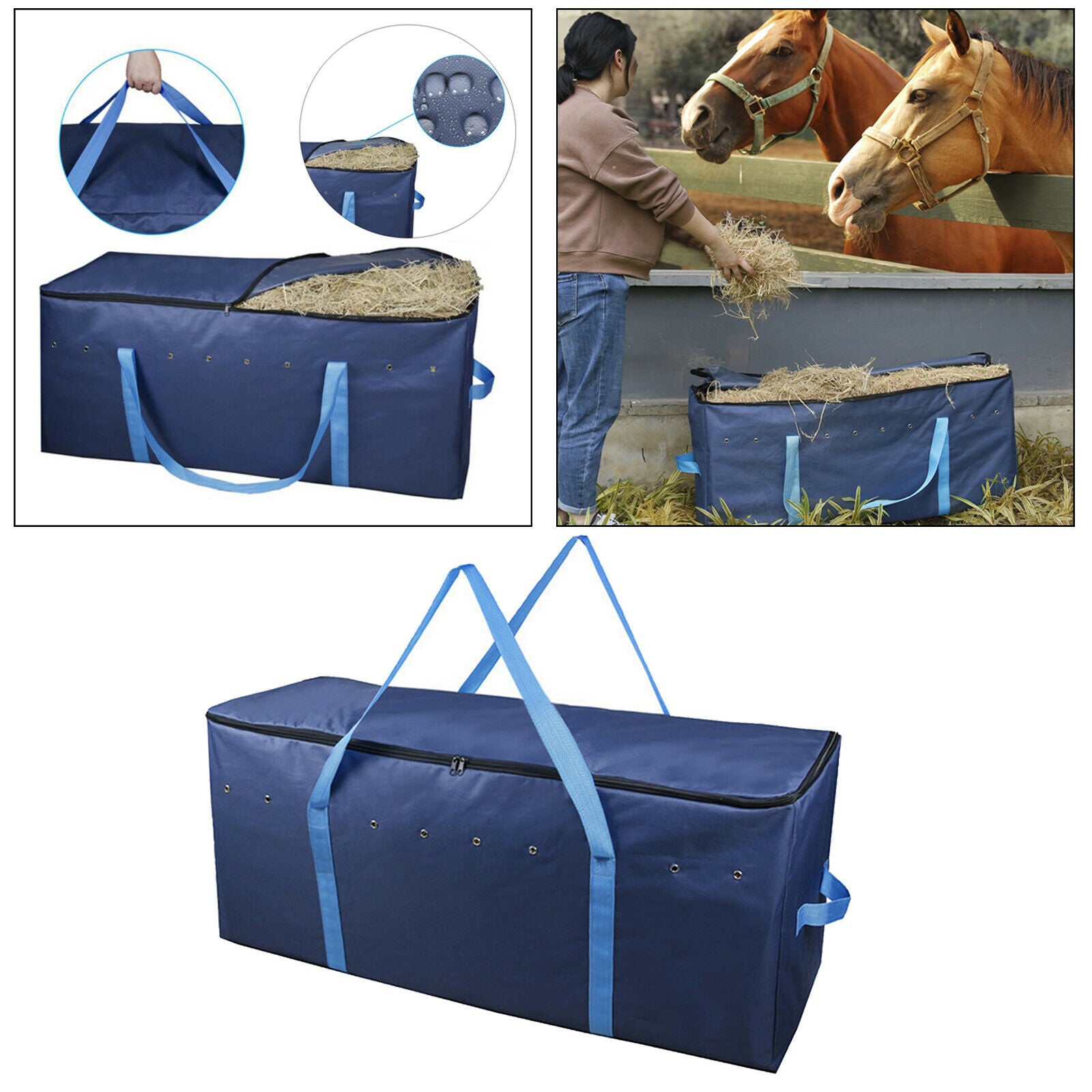 Foldable Large Hay Bale Carry Bag Livestock Zipper Tote 600D Oxford Cloth