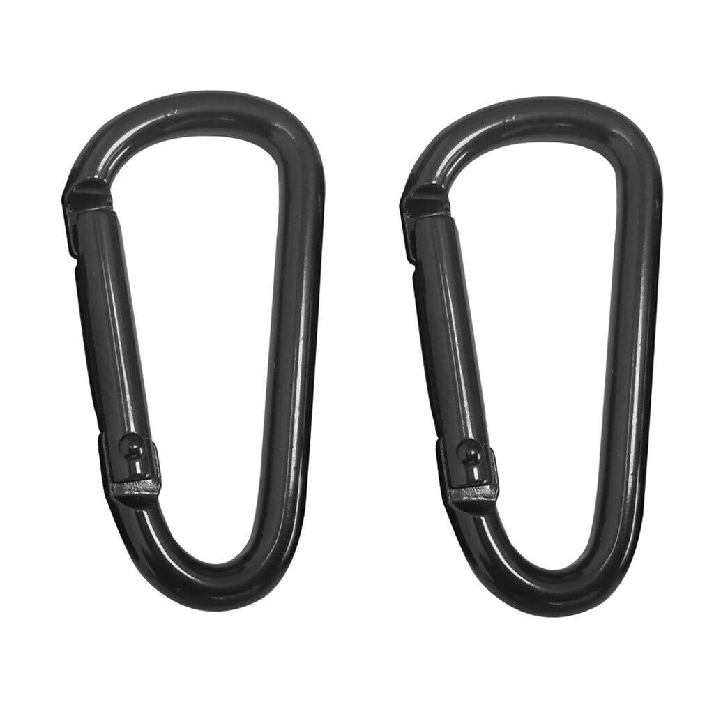 2Pack Black Clip Hook Small Keyring Camping Sports Caribiner Carabiner