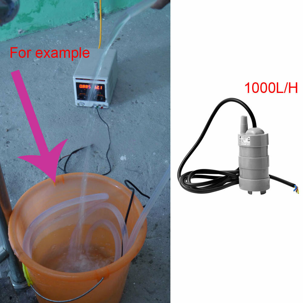 DC12V 5M Water Head Submersible Under Wash Bath Pump W/ Black Cable 1000L/H New