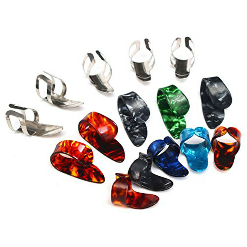 15pcs Stainless Steel Celluloid Thumb Finger Guitar Picks