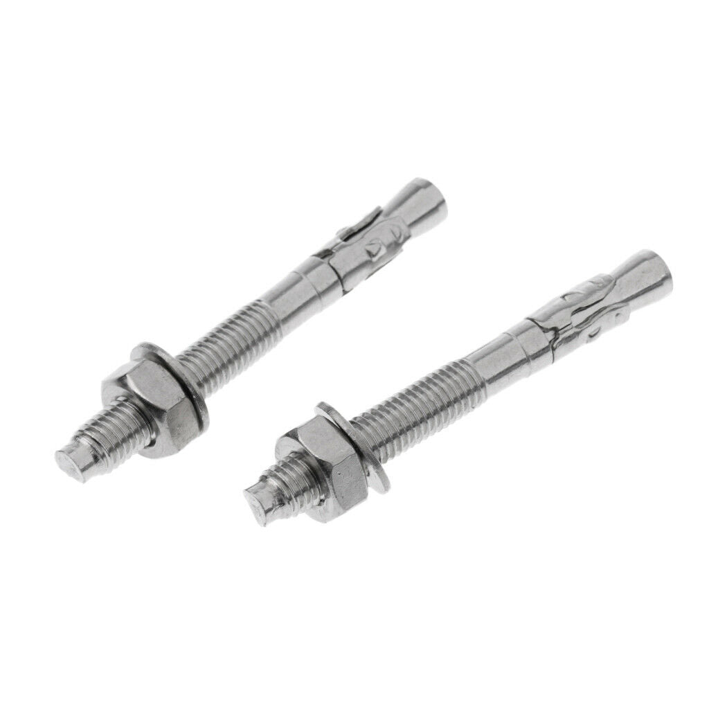 2pcs Rock Climbing Bolt Stainless Steel Anchor Bolt Hangers 10mm Set 25 KN