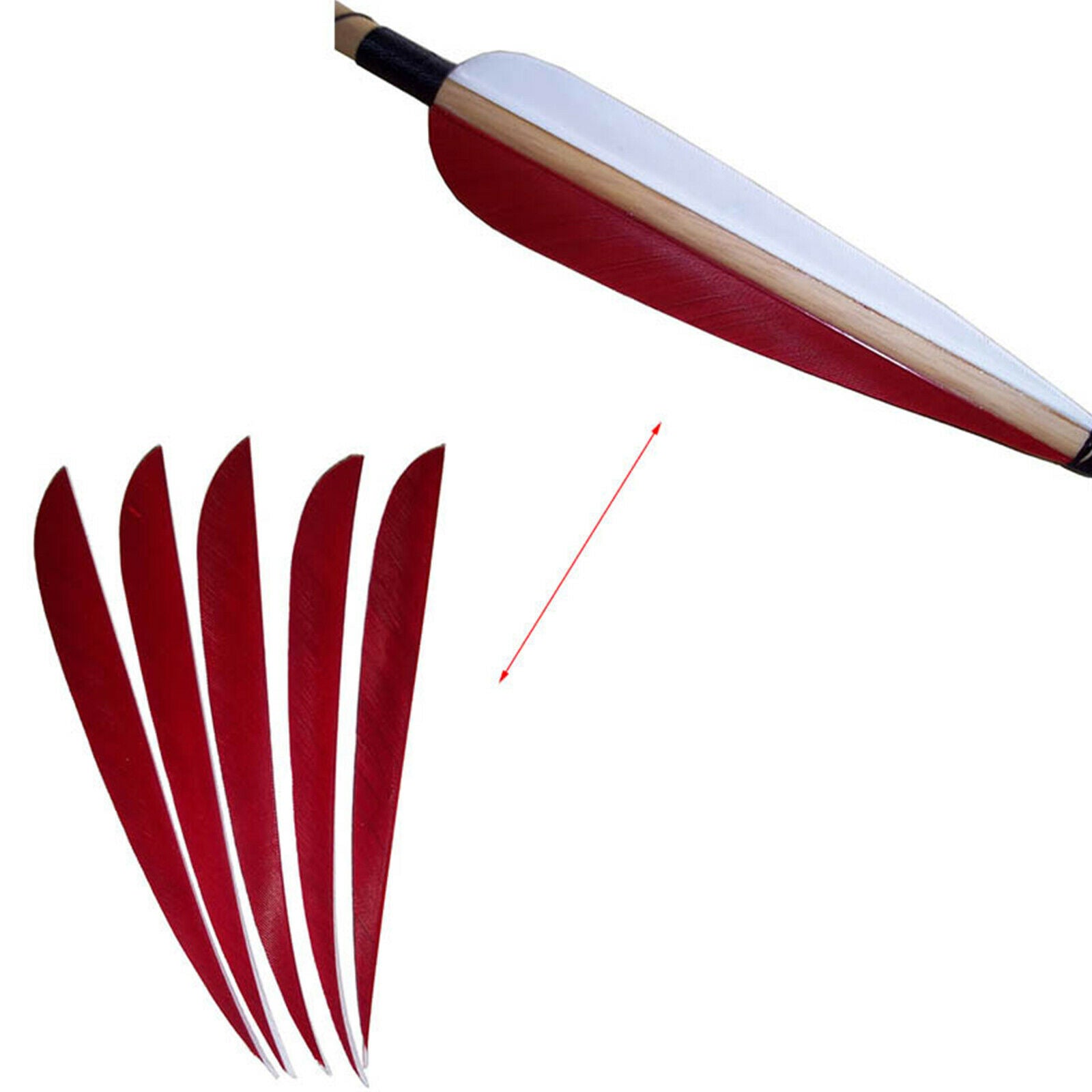 50pcs 5" Arrow Natural Turkey Feather Waterdrop Fletches Vanes DIY Shaft CA