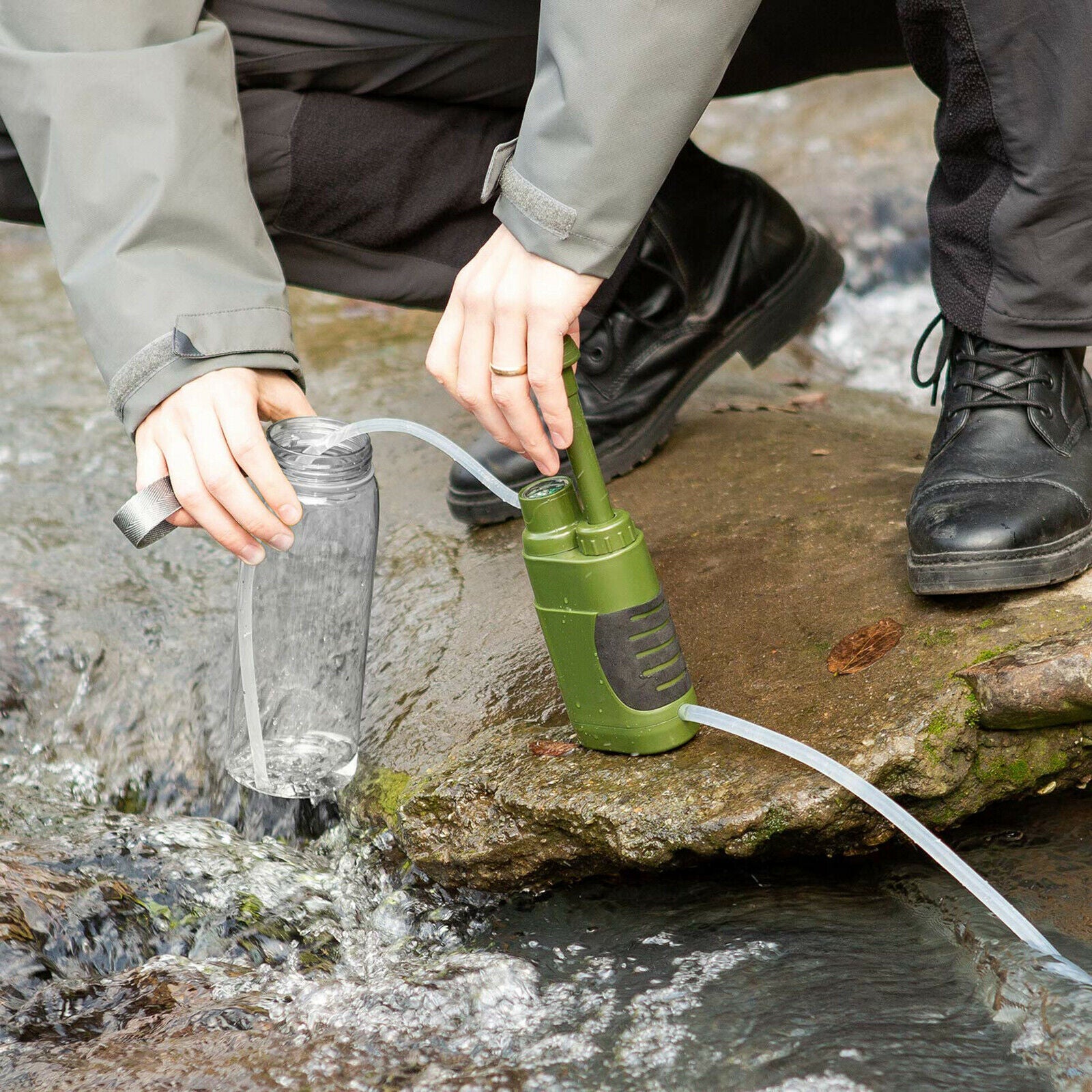 Portable Outdoor Survival Water Filter Purifier Filtration Emergency Hiking