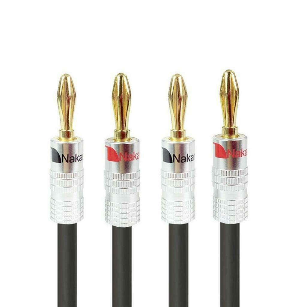 DIY 10ft 12 Gauge Hifi Speaker Cable with Musical Pin 4pcs 4mm Banana Plugs