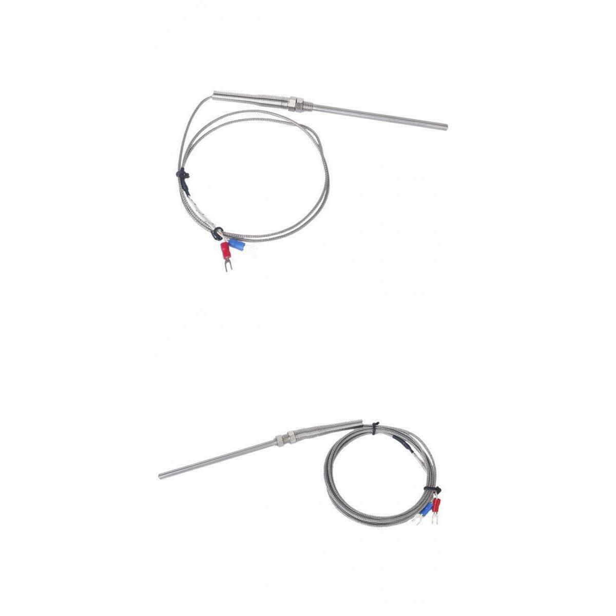 2Pcs K-Type -100°C to 1250°C K Type Thermocouple Sensor Probe D=5mm 1m+2m