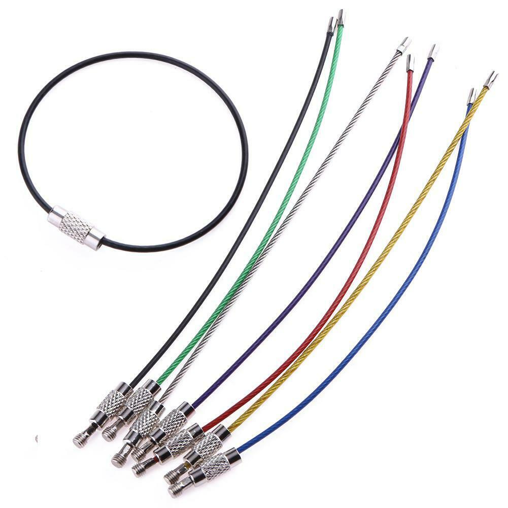 20pcs Metal Stainless Steel Wire Ropes Carabiner Key Hanging Cable EDC Tool C#P5