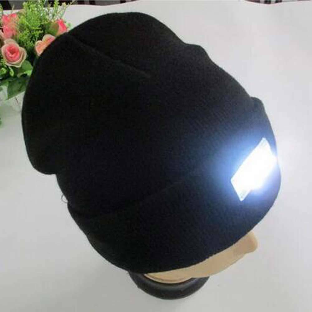 5LED Knit Warm Hat Flashlight Cap Hat for Climbing Fishing Hands Free