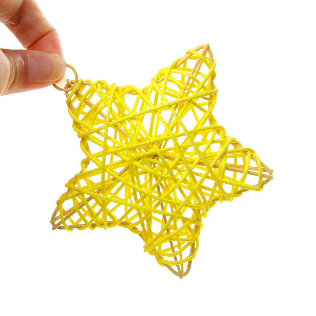 10cm Cane Rattan Decoration Christmas Wedding Ornament Star Yellow