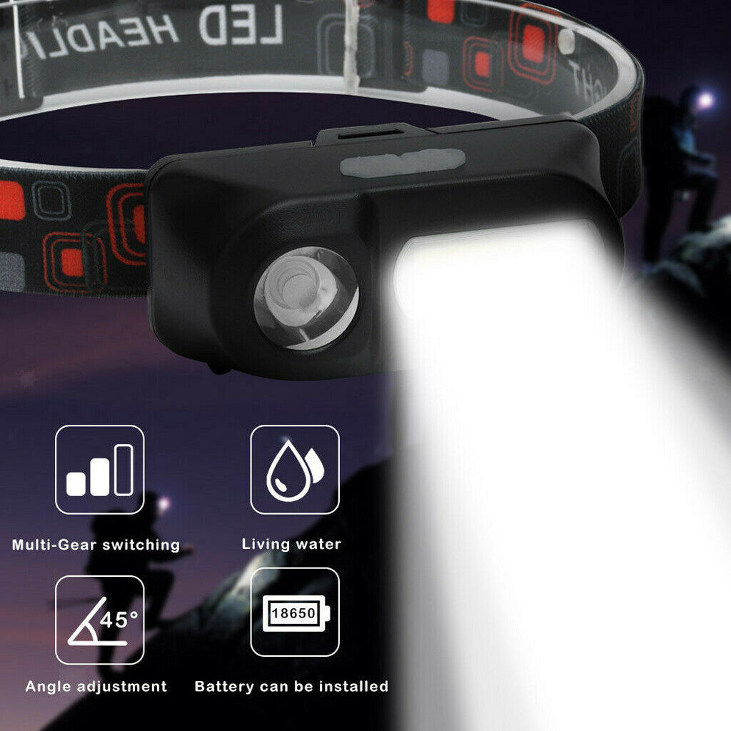 2Pcs Waterproof Headlamp Runner Headlight Flashlight 350Lumens Fishing