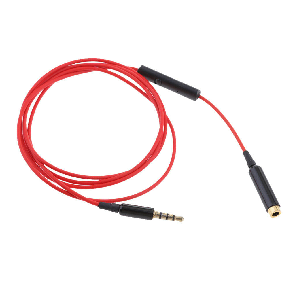 3.5mm Male to Female Ste Audio Cable W/ Remote & Mic for  ,   Red