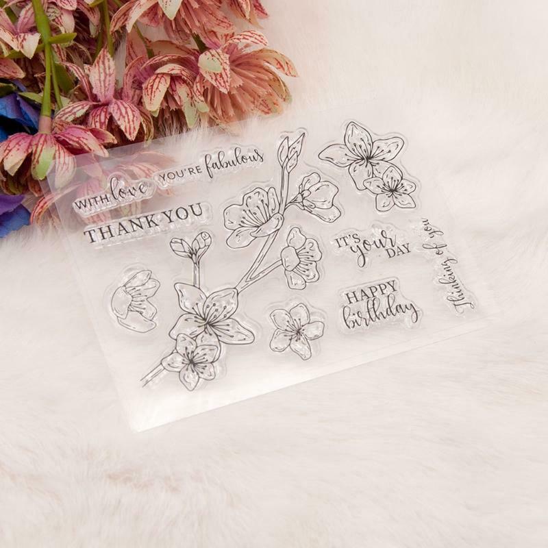 Flower Thank You Seal Stamp with Cutting Dies Stencil Set DIY Scrapbook Emboss