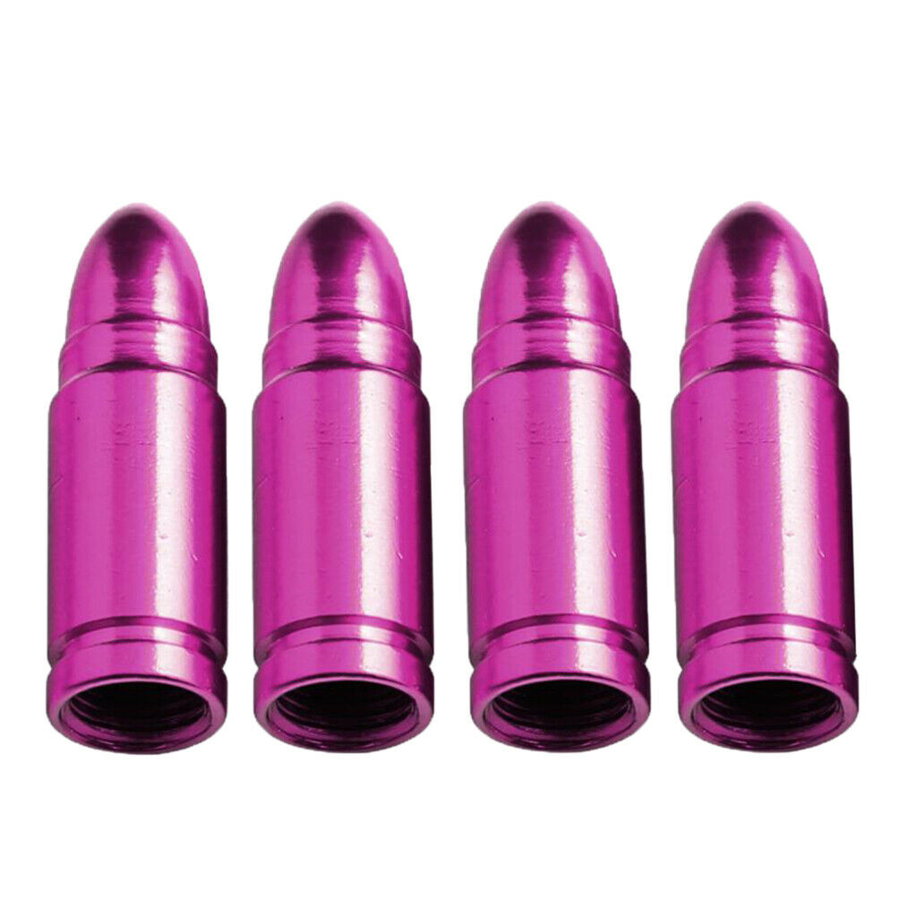 4 Pieces Car Truck Wheel Stem Aluminum Bullet Tyre Valve Cover Caps Purple