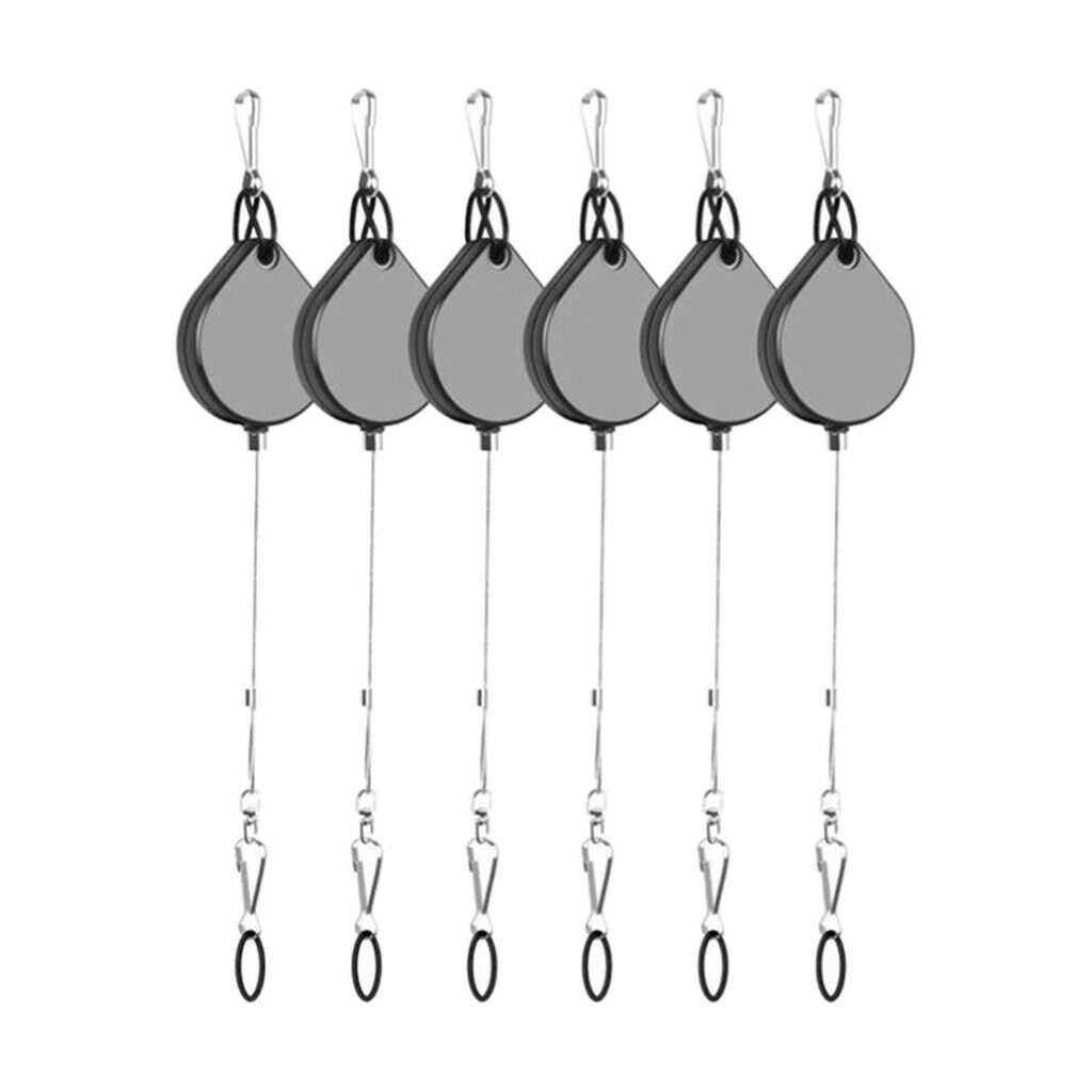 6 Packs Portable VR Cable Management Ceiling Pulley System Heavy Duty Black