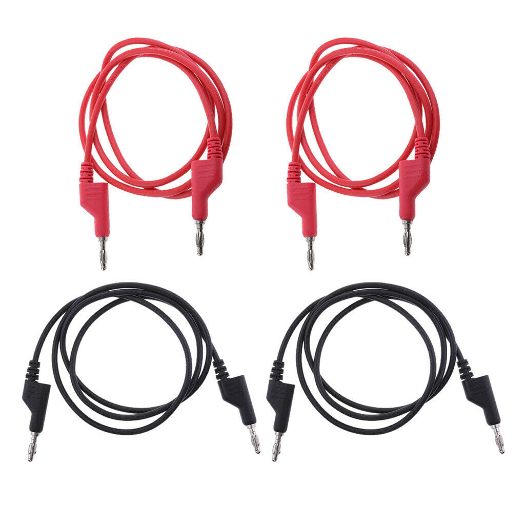 4x 4mm Stackable Banana Plug Wire Silico Test Cable for Multimeter  Black