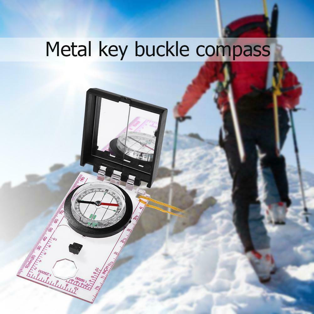 Portable Mapping Ruler Mirror Outdoor Survival Camping Hiking Compass Tool @