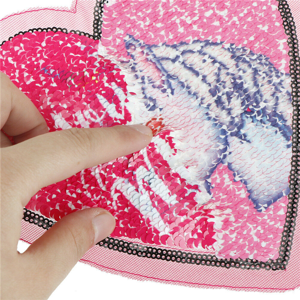Heart Reversible Sequin Sew On Patches for DIY Clothes Patch Applique B Lt
