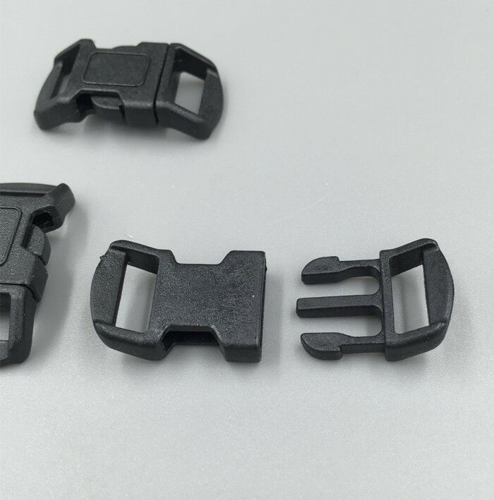 12pcs Curved Side Release Plastic Buckle for Paracord Bracelet Black 11mm