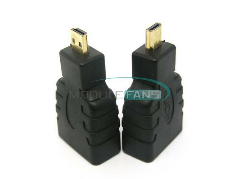2PCS Black Micro HDMI(Type D) Male to(Type A) Female Adapter Connector For HDTV