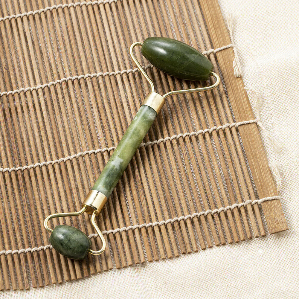 100% Natural Rose Quartz Facial Jade Stone Roller Massage Tool Face Massager US!